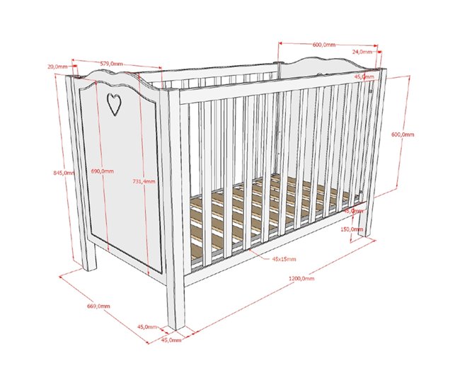 Cama de bebé Vipack Amori Branco