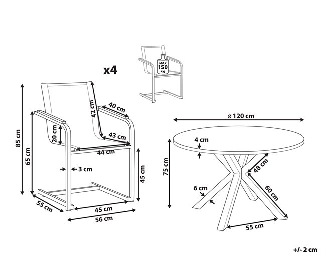 Beliani Conjunto de comedor MALETTO/COSOLETO Branco/cinza