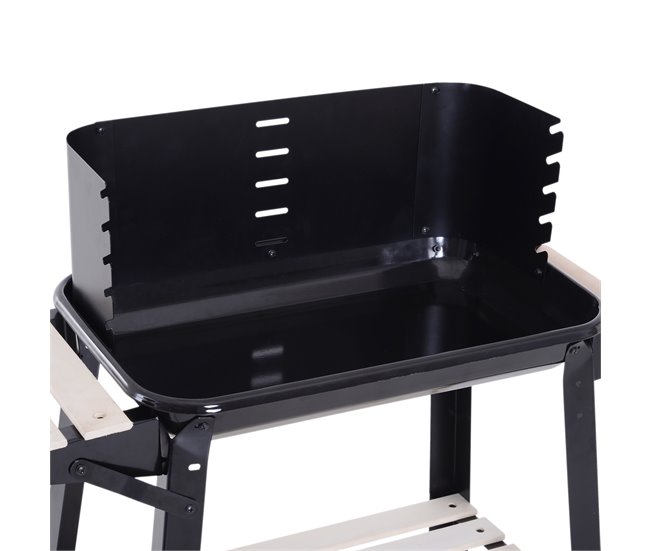 Barbecue a Carvão Metal e Porcelana Outsunny Preto