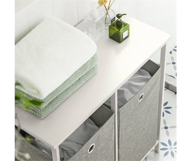 Cesto para roupa suja com 2 compartimentos BZR57-W SoBuy Branco