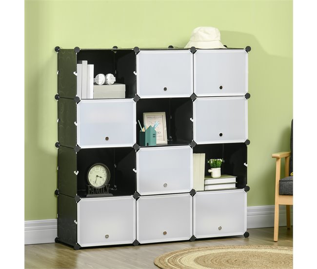 Armário Modular 12 Cubos PP e Aço HOMCOM 125 Branco