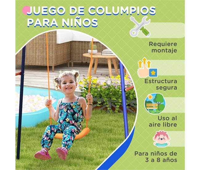 Baloiço para Crianças Aço, Polietileno Outsunny Multicor