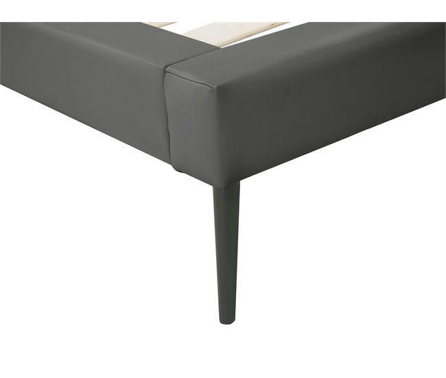 Beliani Cama com estrado Pele sintética ESSONNE 228x219 Cinza