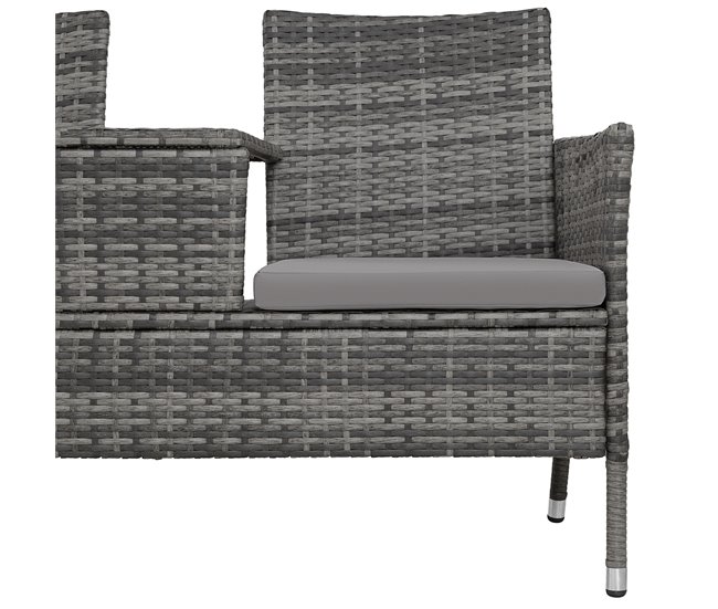 Banco de jardim de vime 131x61 Cinza
