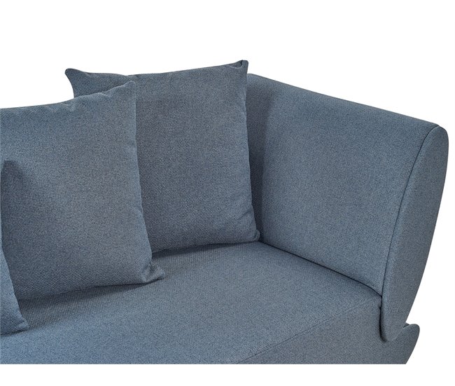 Beliani Chaise longue à direita Linho sintético MERI Azul