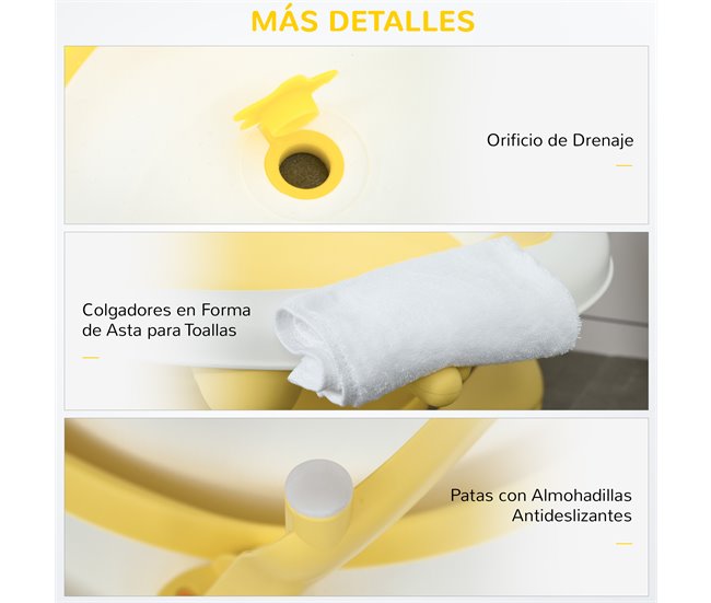 Banheira para Bebé Dobrável PP, TPE HOMCOM Amarelo