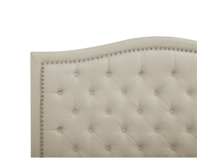 Beliani Cama com estrado Poliéster AUREL 194x216 Bege