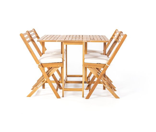 Set VIENA II mesa dobrável com 4 cadeiras dobráveis cor madeira Castanho