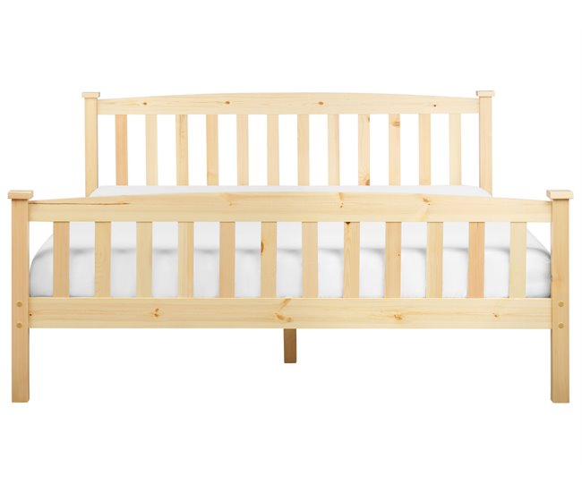 Cama Pinho GIVERNY 160 x 200 cm Castanho escuro 169x208 Branco