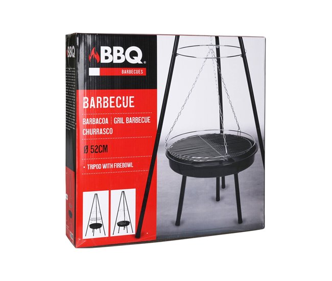 Tripé para churrasco Well Home com corrente e grelha Preto