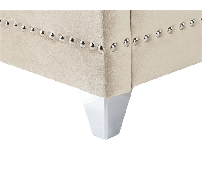 Beliani Cama com estrado Veludo AYETTE 225x215 Bege