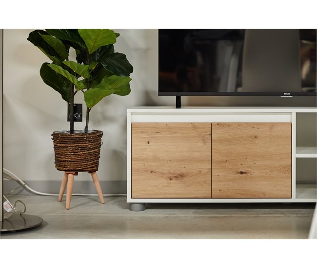 Compacto de TV YUMI carvalho branco 200cm Branco/ Madeira