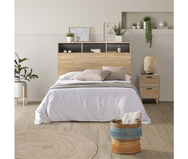 Cabeceira de cama Zeus 2 portas 9 espaços 165 Carvalho