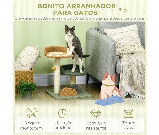 Arranhador para Gatos Aglomerado de Madeira, Pelúcia e Sisal Multicor