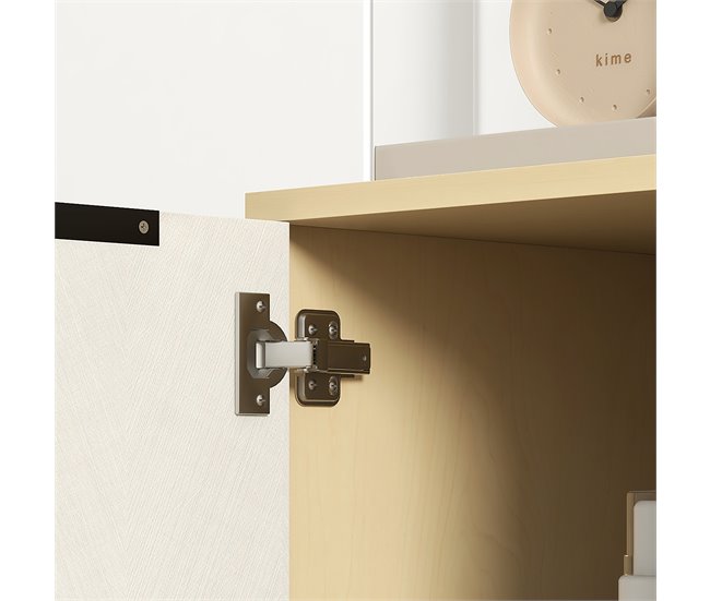 Banco Sapateira Melamina de Madeira e Metal HOMCOM Branco/ Madeira