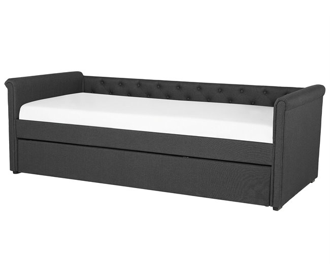 Beliani Cama com estrado Poliéster LIBOURNE 92x220 Azul Marino