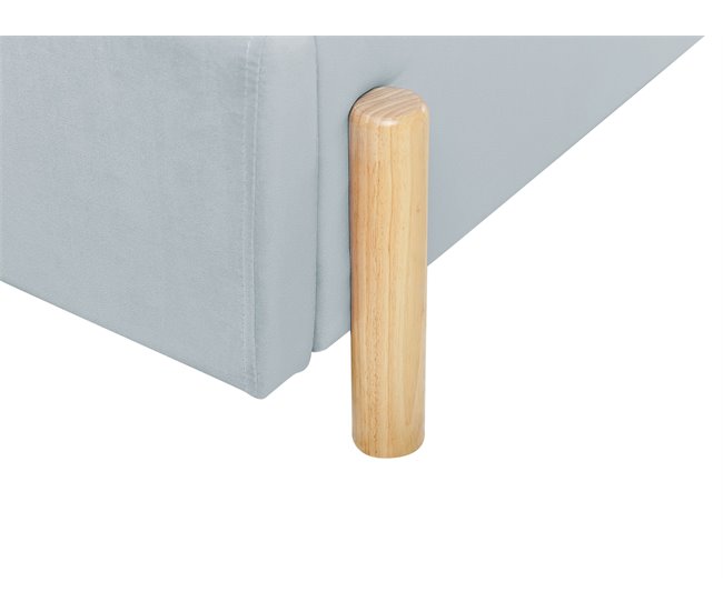 Beliani Cama com estrado Veludo ANET 100x216 Azul Claro