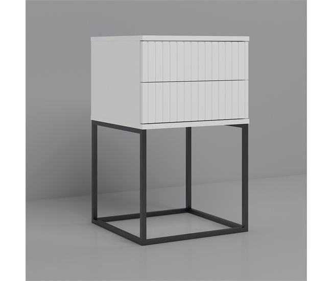 Mesa de centro STYLE 40cm com duas gavetas lacadas a branco Branco