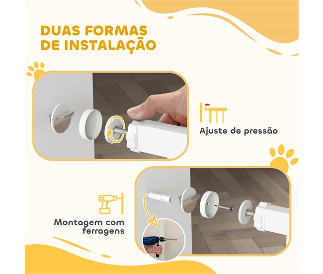 Barreira de Segurança para Cães Aço e PA PawHut Branco