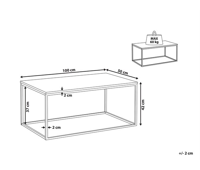 Beliani Mesa de jantar MARAMO 50x100 Preto