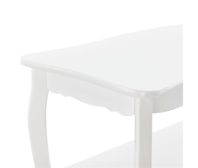 Mesa de centro Pearl Vintage com MDF lacado e prateleira de pinho Branco