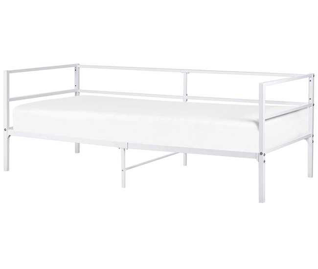 Beliani Cama com estrado Ferro BATTUT Branco