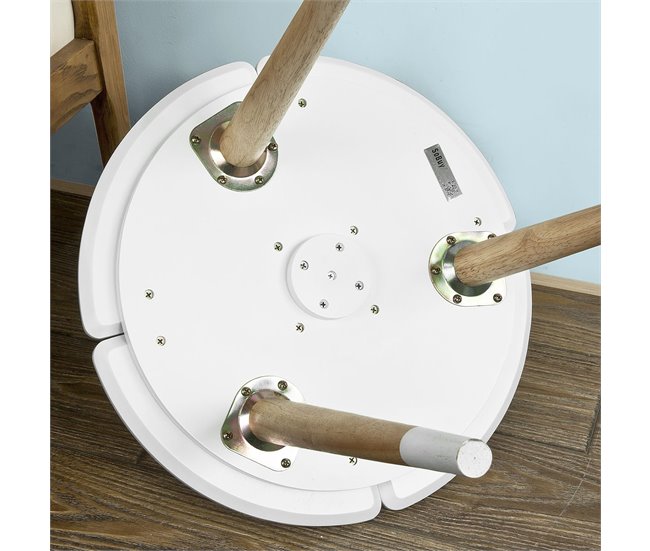 SoBuy Mesa de Café Redonda com Suporte para Xícaras FBT38-WN Branco