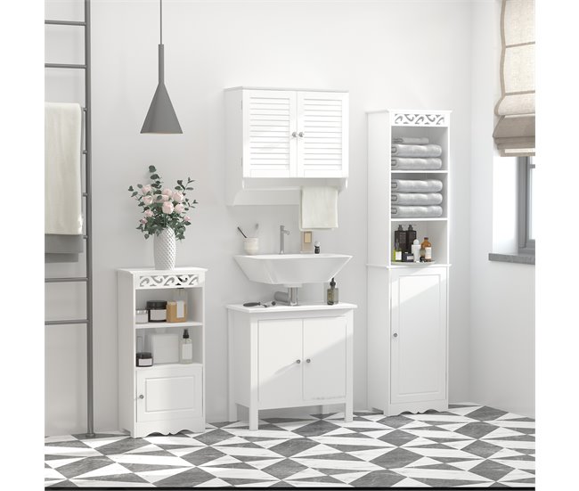 Armário Casa de Banho de Parede MDF kleankin 60 Branco