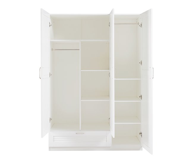 Armário de roupeiro com 2 calhas 1 gaveta [en.casa] Branco