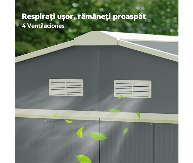 Abrigo de Jardim Aço Galvanizado e PP Outsunny Cinza
