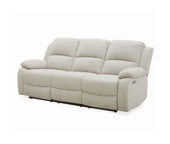 Sofá 3 lugares 2 assentos relax elétrico RYAN Cinza Claro