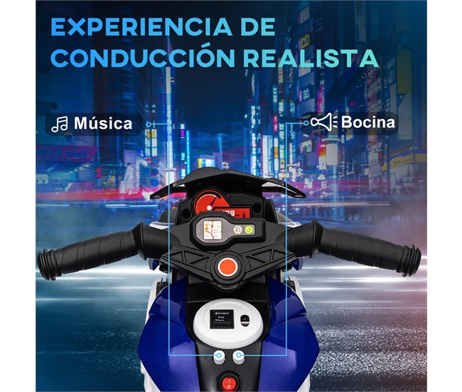 Motocicleta Elétrica Metal e PP HOMCOM Azul