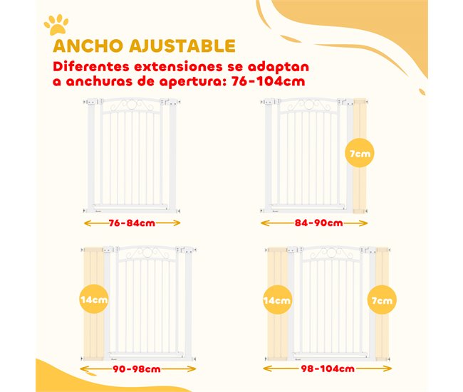 Barrera de Segurança para Cães Aço e PA PawHut Branco