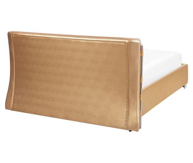 Beliani Cama de água Pele PARIS 195x228 Dourado