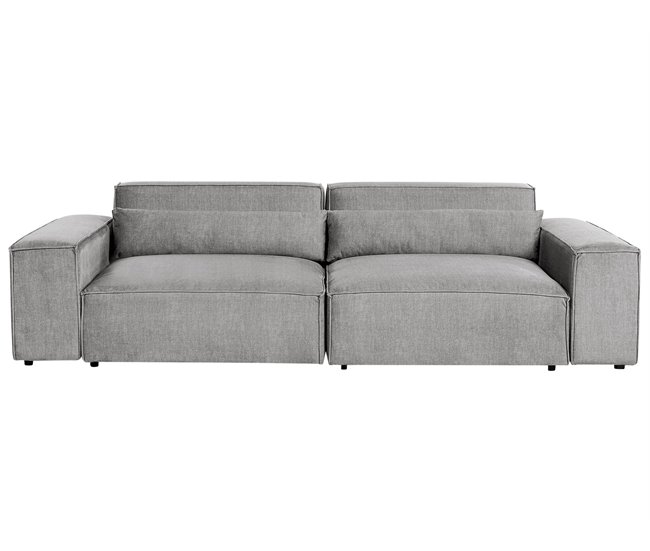 Sofá modular 2 lugares com repousa-pés HELLNAR Cinza