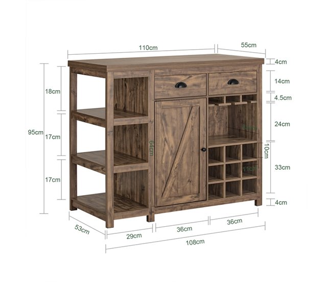 Aparador de jantar com compartimentos cúbicos SoBuy SVW20-N Natural
