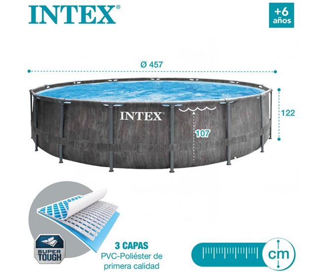 Piscina redonda INTEX Greywood com purificador Cinza