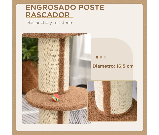 Arranhador para Gatos Aglomerado de Madeira, Poliéster e Sisal Castanho
