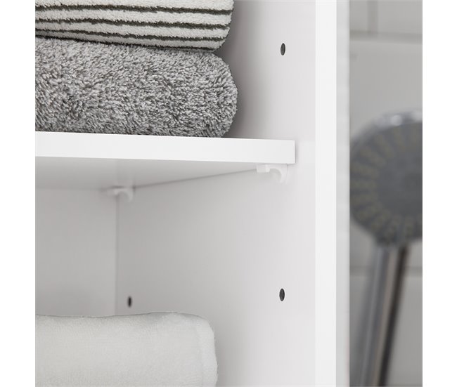 Armário alto de banho com 1 cesto e 1 gaveta BZR109-W SoBuy Branco