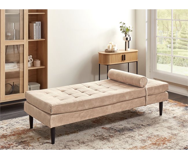 Beliani Chaise longue Terciopelo USSEL Bege