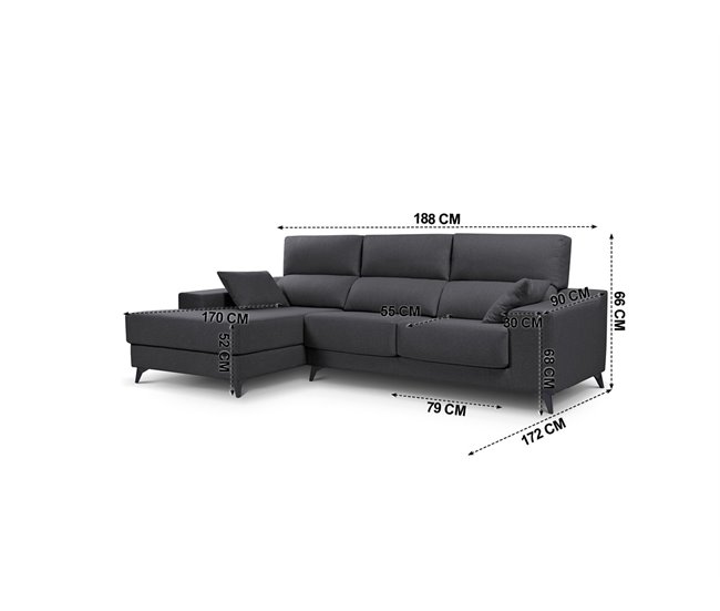 Chaise longue NOELIA 3 lugares Antracite