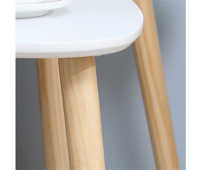 Conjunto de Mesas Auxiliares MDF e Madeira de Pinho HOMCOM 59x39 Branco