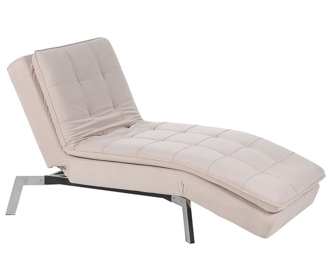 Beliani Chaise longue Terciopelo LOIRET Bege