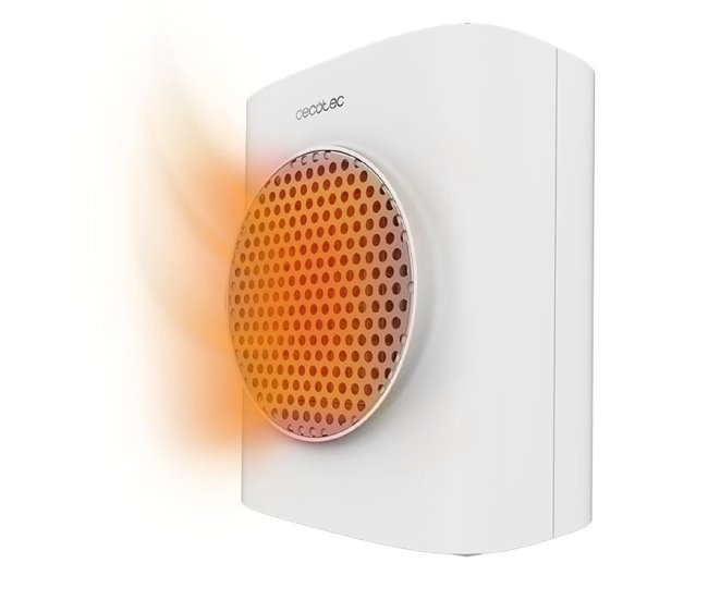 Cecotec Aquecedor cerâmico de mesa com 1500 W, função Oscilação, ecrã digital, termóstato ajustável e 3 modos de funcionamento. Branco