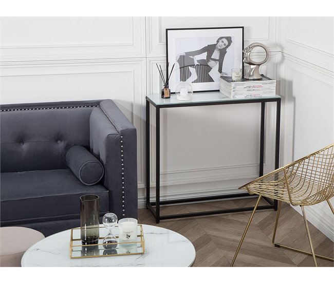Beliani Consola DELANO 80 Branco/ Preto