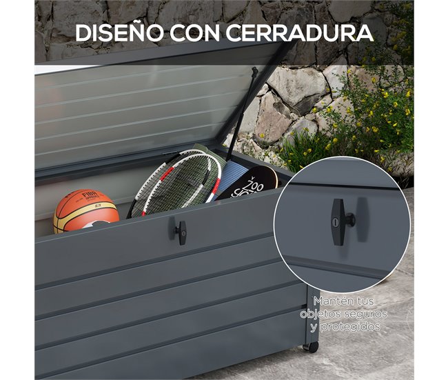 Baú de Armazenamento aço galvanizado Outsunny Cinza