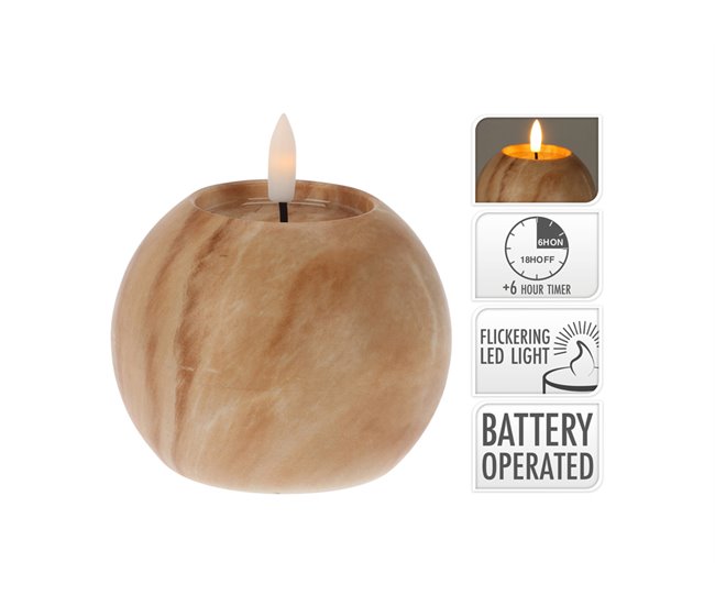 Vela Led com acabamento MÁRMORE Castanho