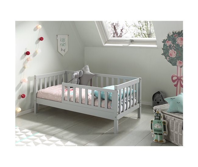 Cama Vipack Tod com estrado de ripas Cinza