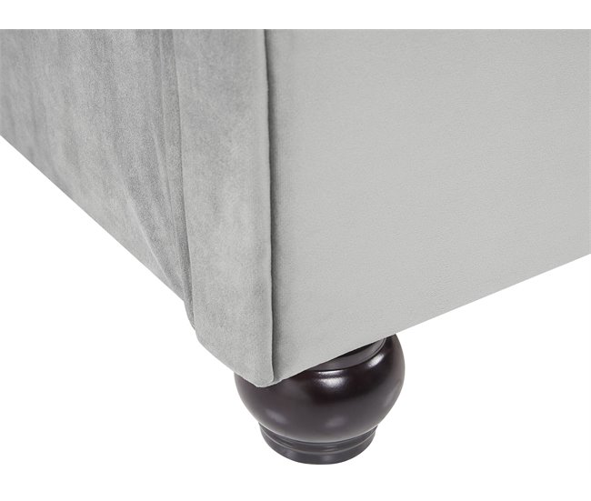 Beliani Cama com estrado Veludo AVALLON 172x233 Azul Marino
