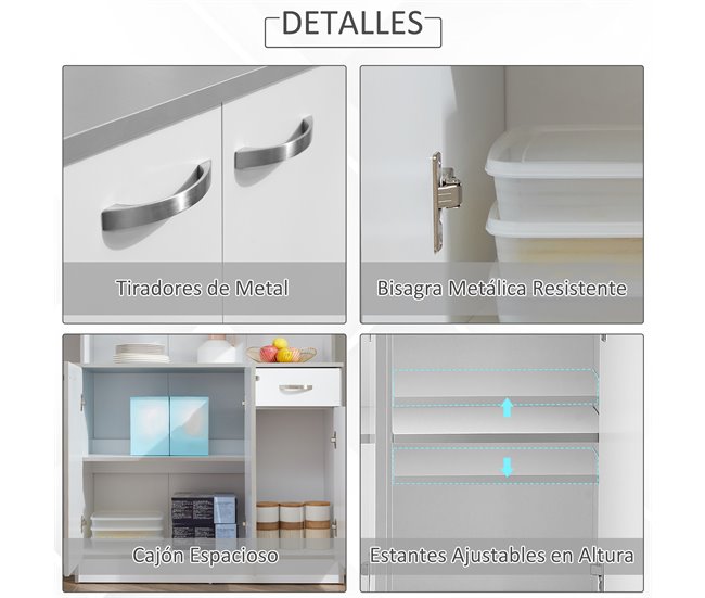 Armário de Cozinha Placa PB, metal HOMCOM, casa - cozinha Branco